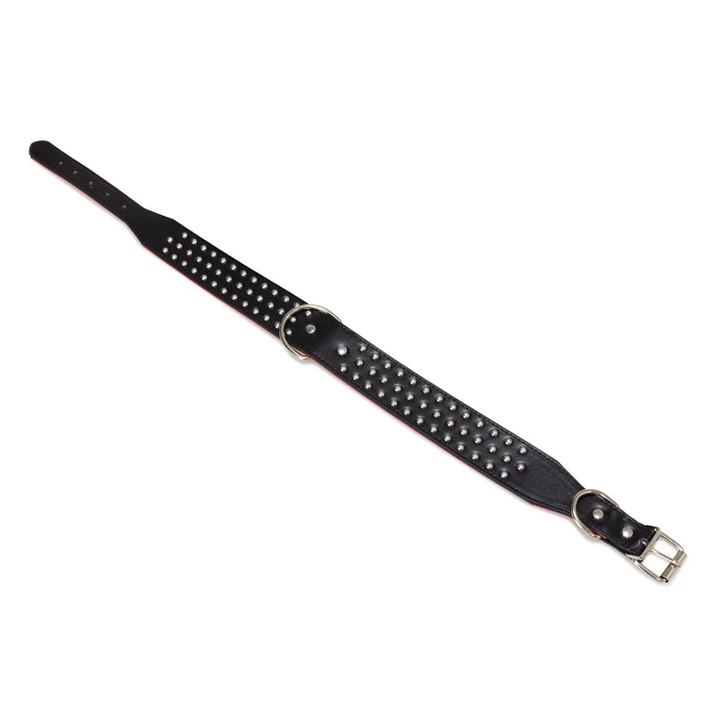 Collar piel puas triple negro 4 x 61 cm