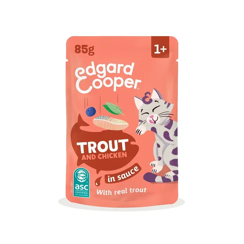 Edgard & Cooper Trucha & Pollo En Salsa Adulto, 12x85 gr