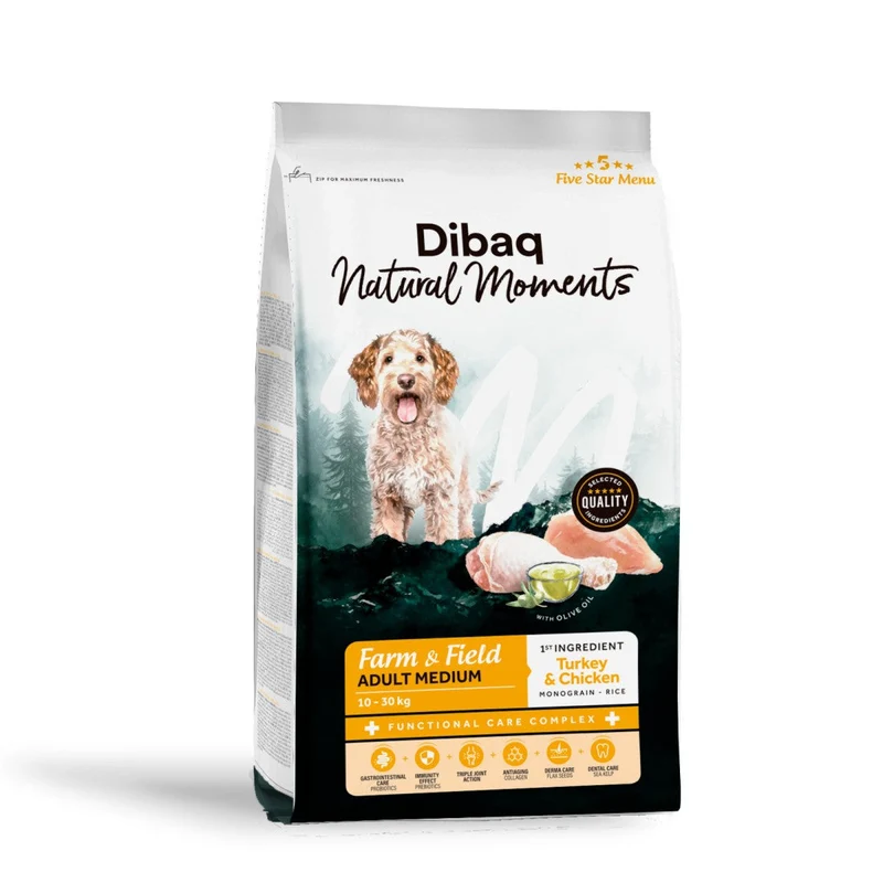 Dibaq Natural Moments 5 Star Adult Medium Pavo y Pollo