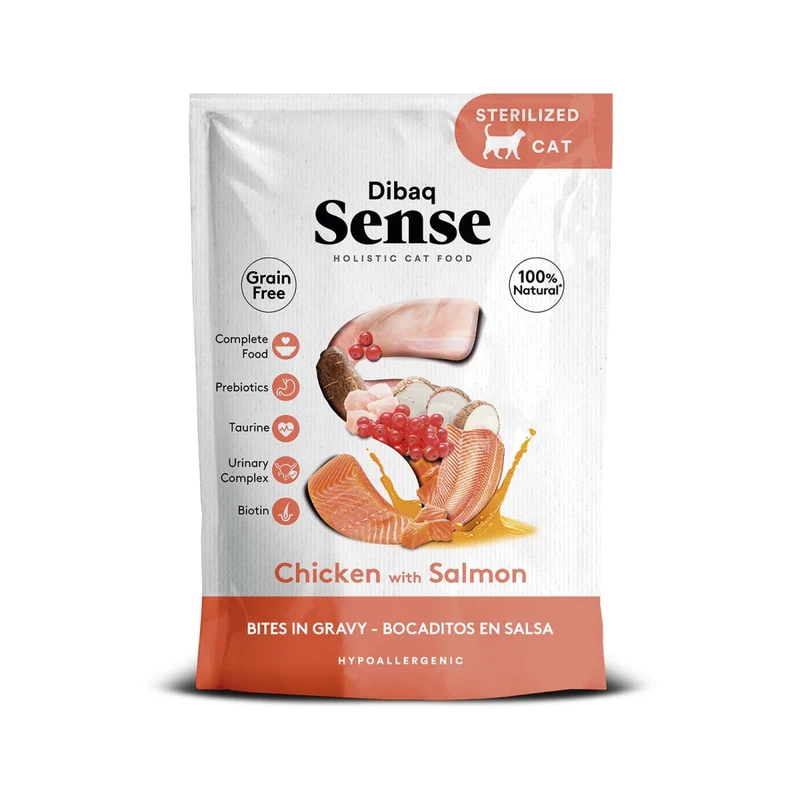 Dibaq Sense Cat Bocaditos en salsa Pollo con Salmón 100g