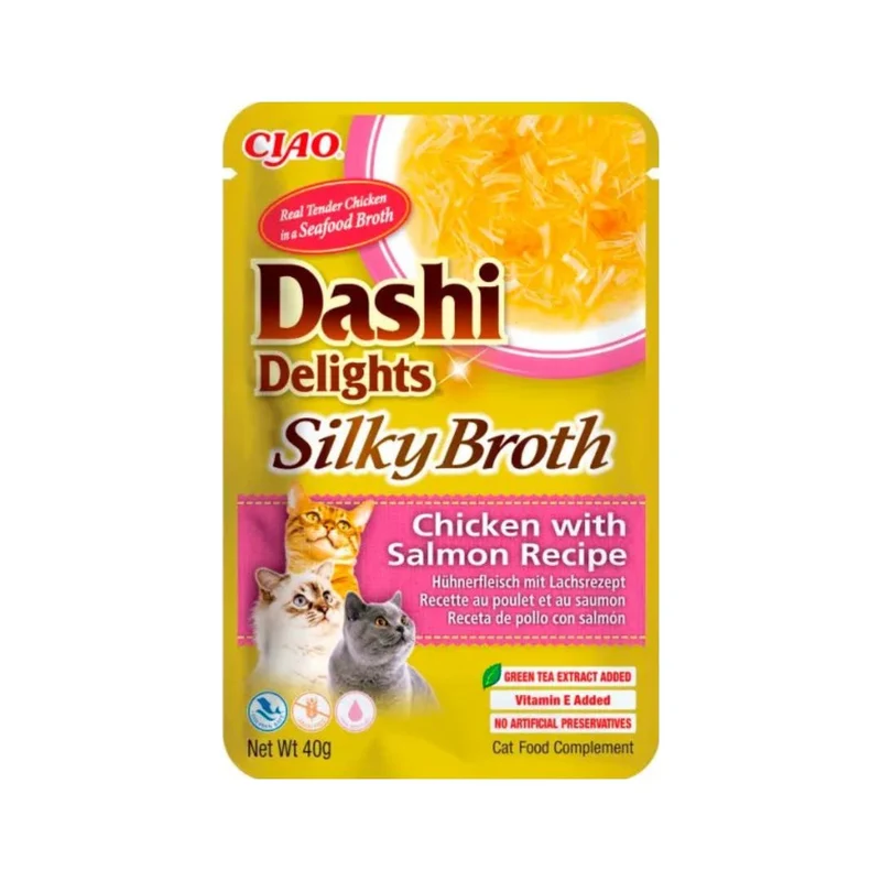 Inaba Cat Churu Dashi Silky Broth Pollo y Salmón 40g