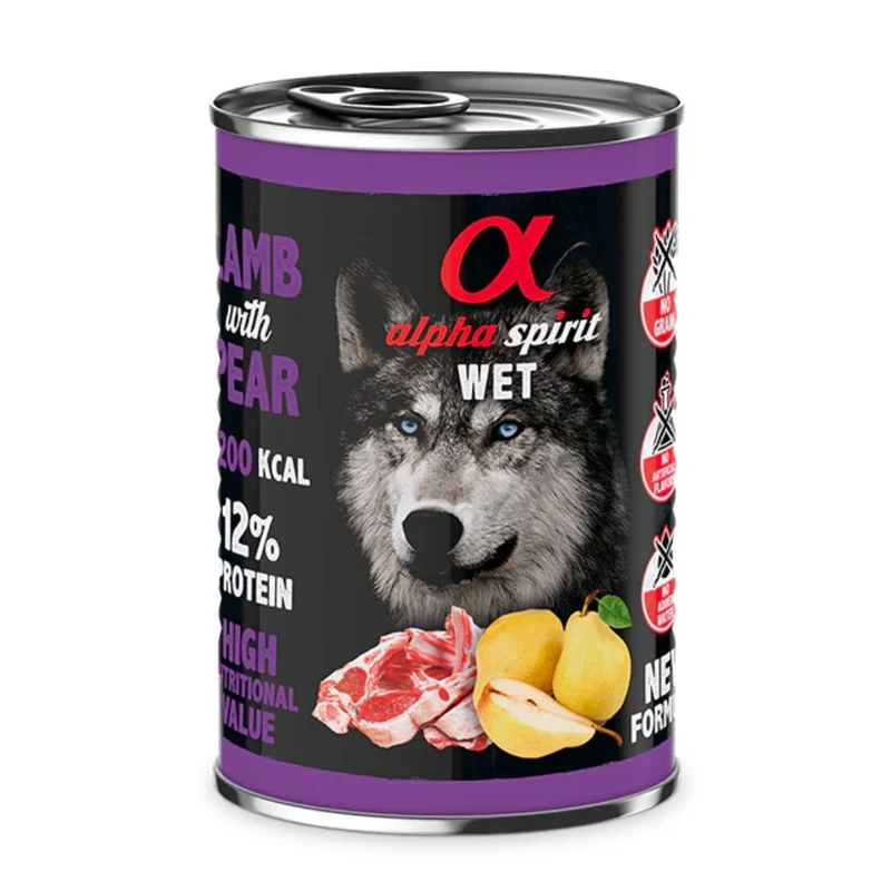 Alpha Spirit Dog Lata Cordero con Pera