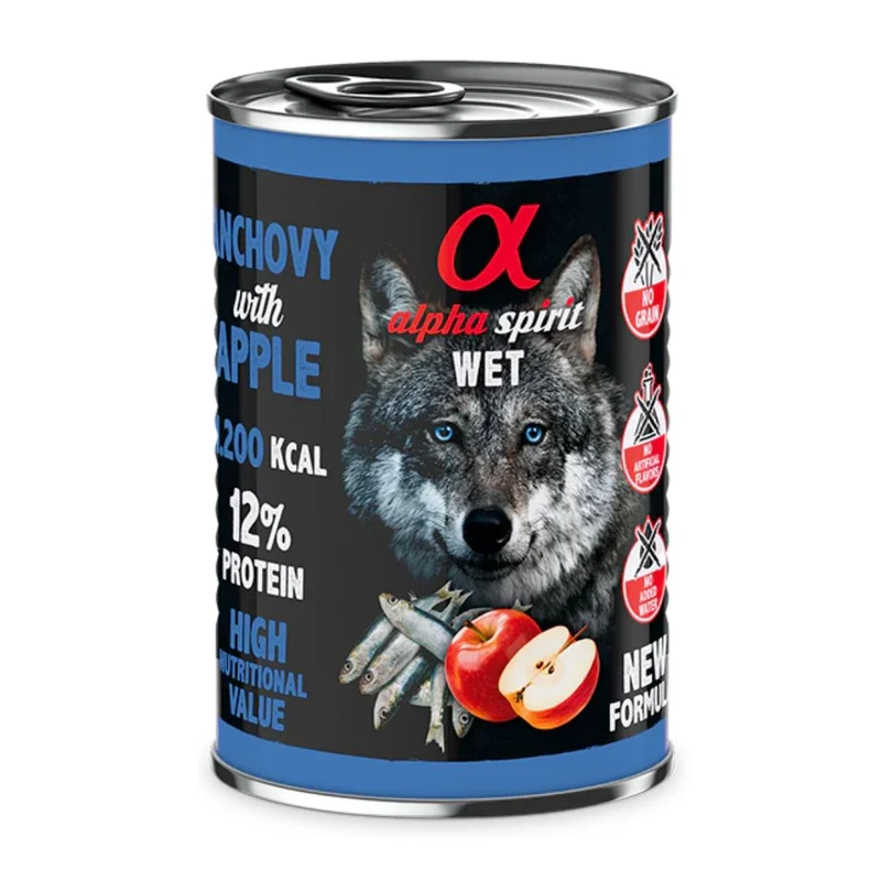 Alpha Spirit Dog Lata Boquerón con Manzana Roja 400g