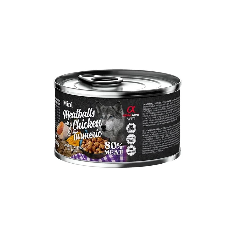 Alpha Spirit Dog Lata Albóndigas de Pollo y Cúrcuma