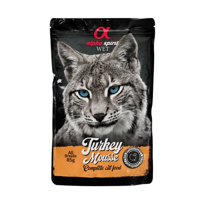 Alpha Spirit Cat Pouch Mousse de Pavo 85g