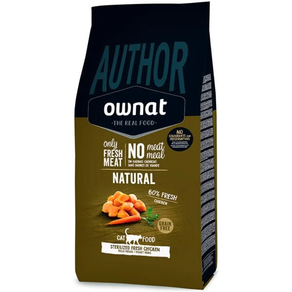 Ownat Author Pollo Fresco Esterilizado Comida para Gatos 1,5kg