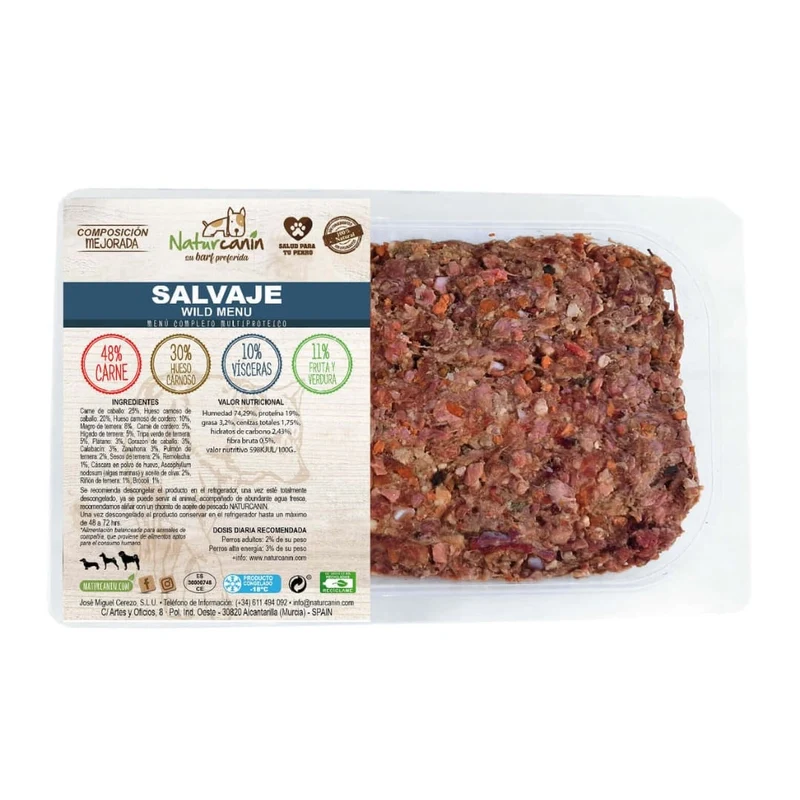 Naturcanin dog Menú Salvaje bandeja 1kg