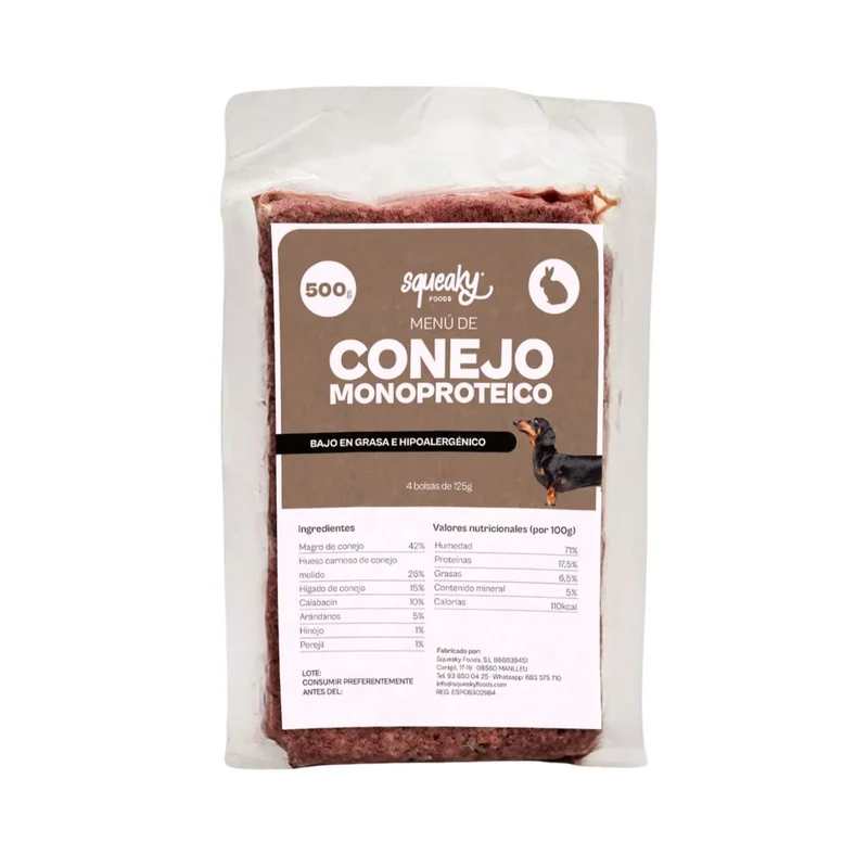 Squeaky Menú BARF Conejo monoproteico
