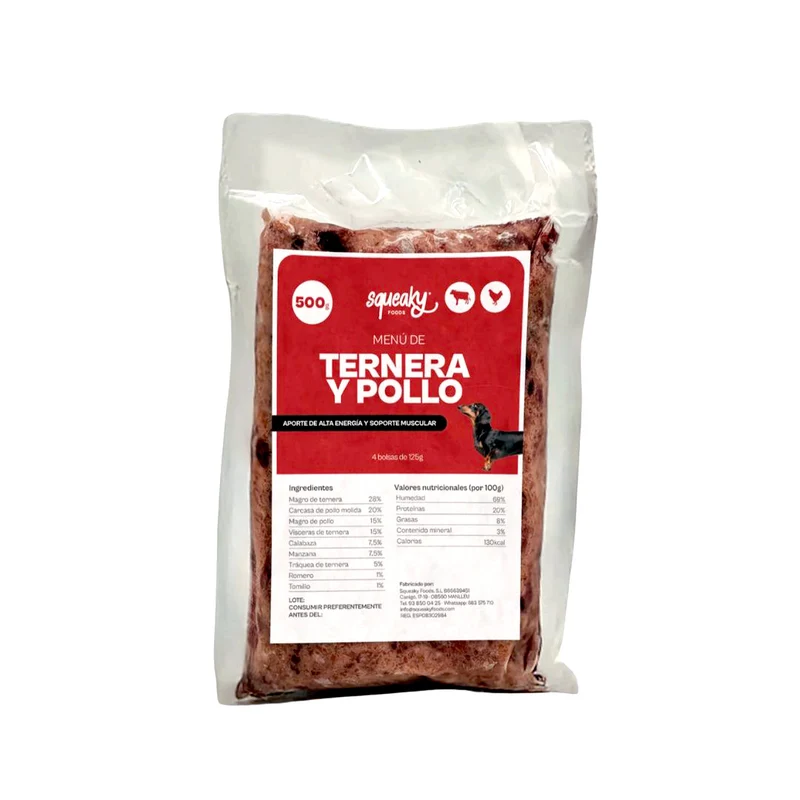 Squeaky Menú BARF Ternera y Pollo