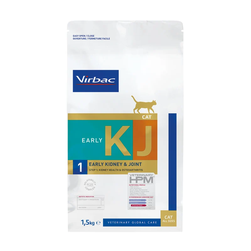 Virbac HPM Feline Early Kidney & Joint KJ1 Alimento Seco 1,5Kg