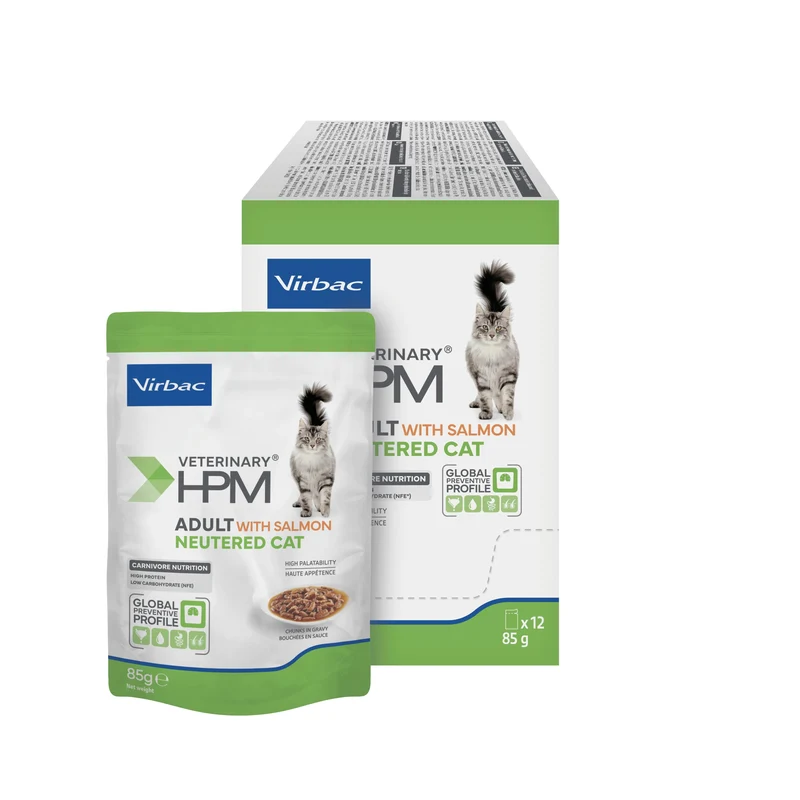 Virbac HPM Cat Adulto Neutered Salmón Comida Húmeda 12 x 85g