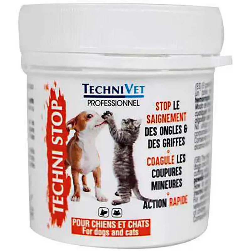 Techni Stop - Polvo hemostático coagulante para perros y gatos