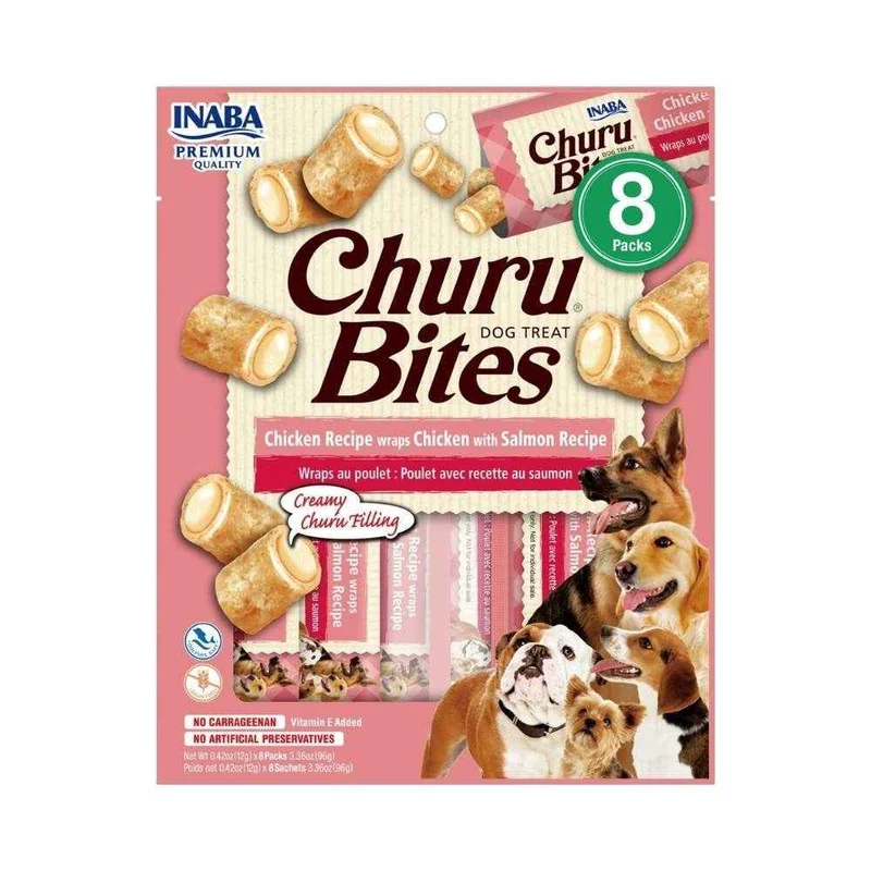 Churu Bites Snack de Pollo con Salmón para Perros – Pack 8 x 12g