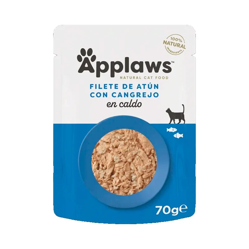 Applaws gato - Filete de atún y cangrejo en caldo