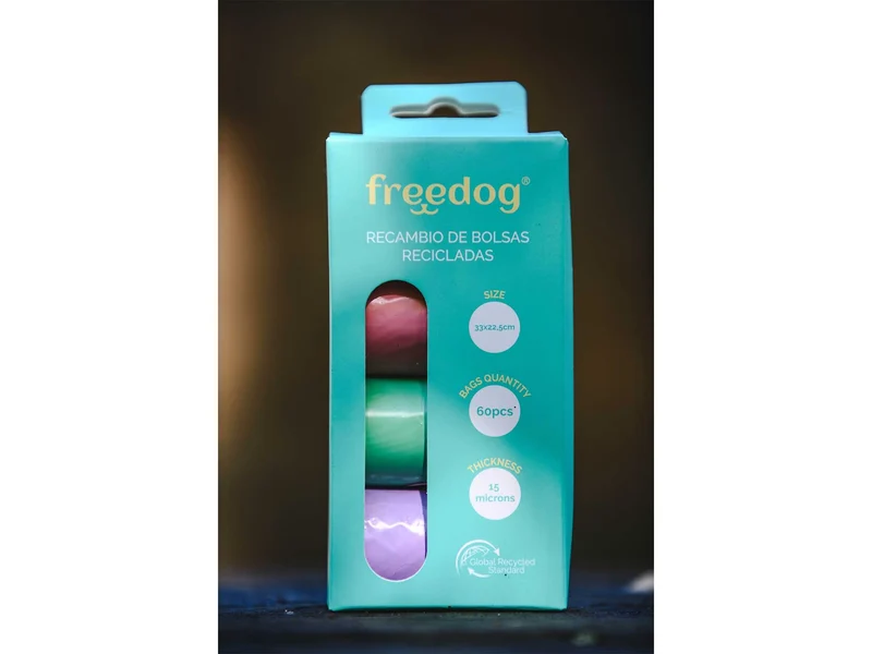 Freedog Bolsas Higiénicas Colores Pastel 4 rollos de 15 bolsas