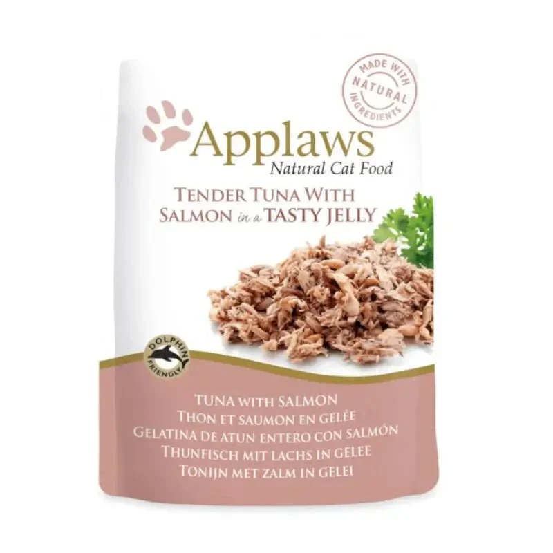 Applaws Filete de Atún y Salmón en Gelatina Alimento Húmedo 16x70g