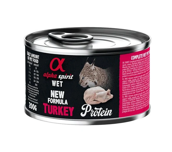 Alpha Spirit Feline Pavo Comida Húmeda 6x200g