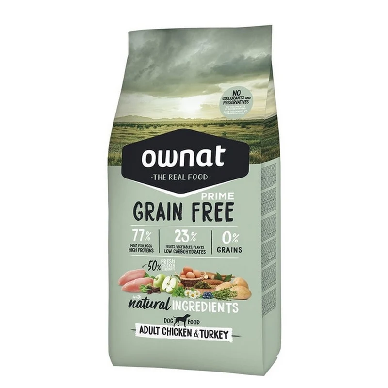 Ownat Prime Canine Adult Grain Free Pollo y Pavo Pienso para Perros 12Kg