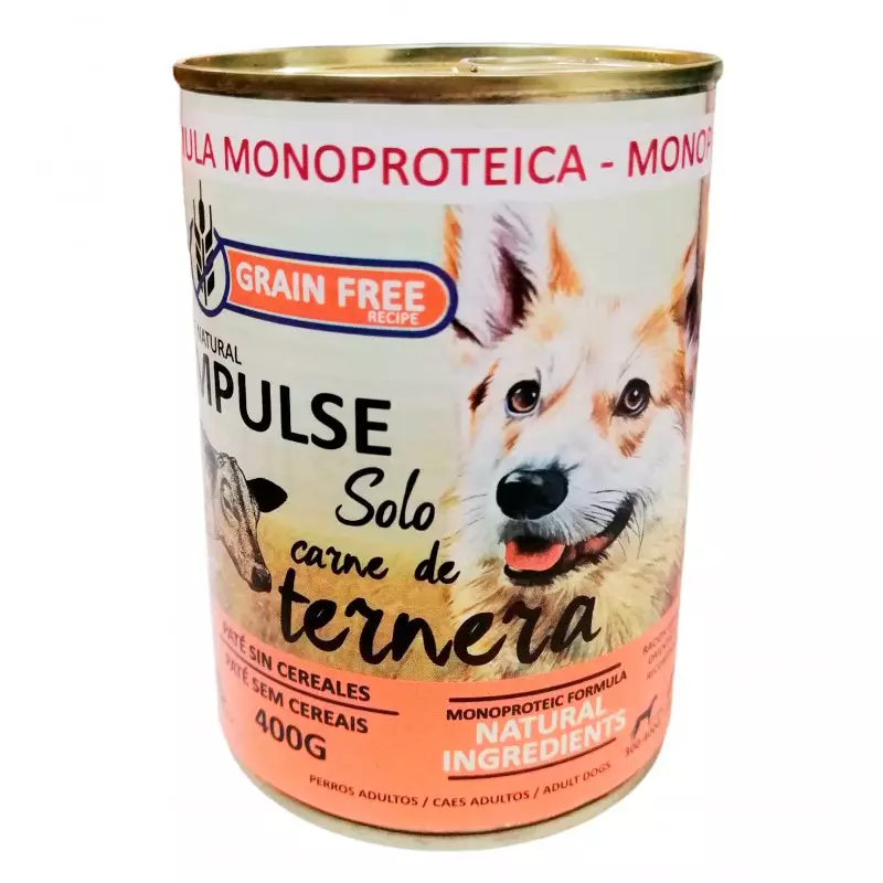 Natural Impulse Paté de Ternera para Perros – 97% Carne – 400 g