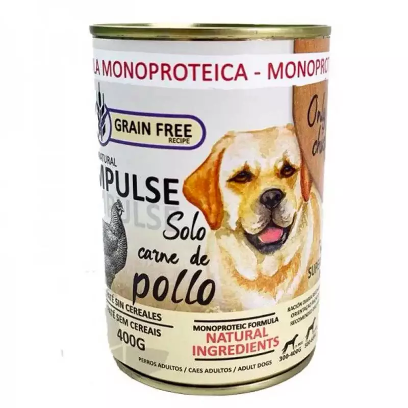 Natural Impulse Paté de Pollo para Perros – 97% Carne – 400 g
