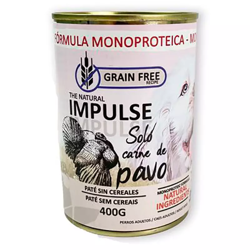 Natural Impulse Paté de Pavo para Perros – 97% Carne – 400 g