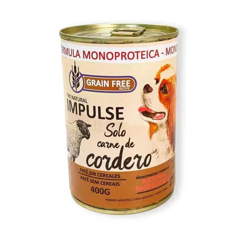 Natural Impulse Paté de Cordero para Perros – 97% Carne – 400 g