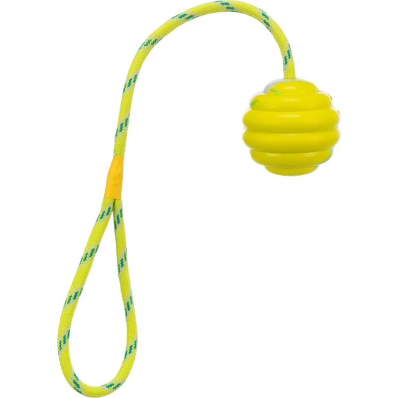 Trixie Wavy Ball On A Rope Dog Toy Lime 6x30cm