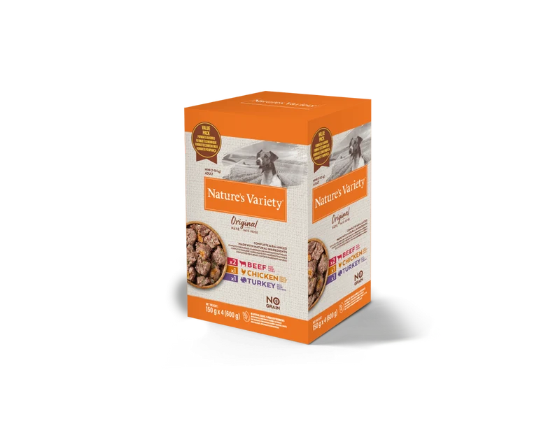 Nature's Variety Original No Grain Mini Multipack 4x150g - Comida Húmeda Sin Cereales para Perros Pequeños