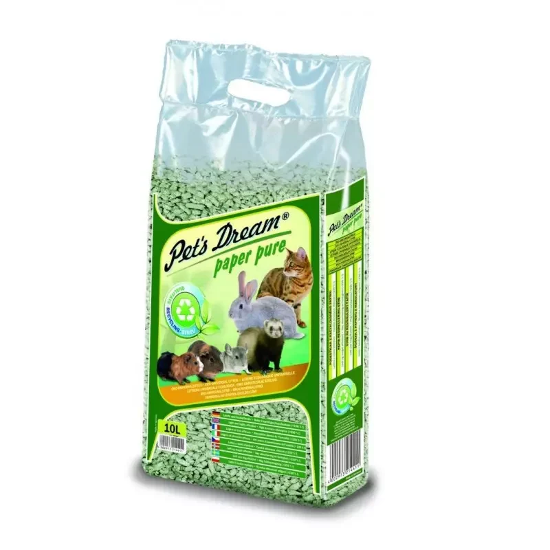 Pet's Dream Paper Pure Pellets de Papel Reciclado para Gatos y Pequeños Animales 10L | Lecho Ecológico