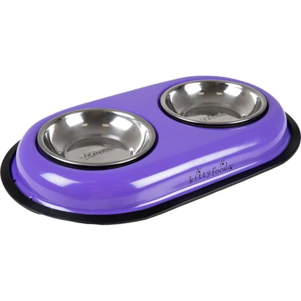 Comedero Doble ZOLIA Panga para Gatos | Acero Inoxidable y Diseño Felino