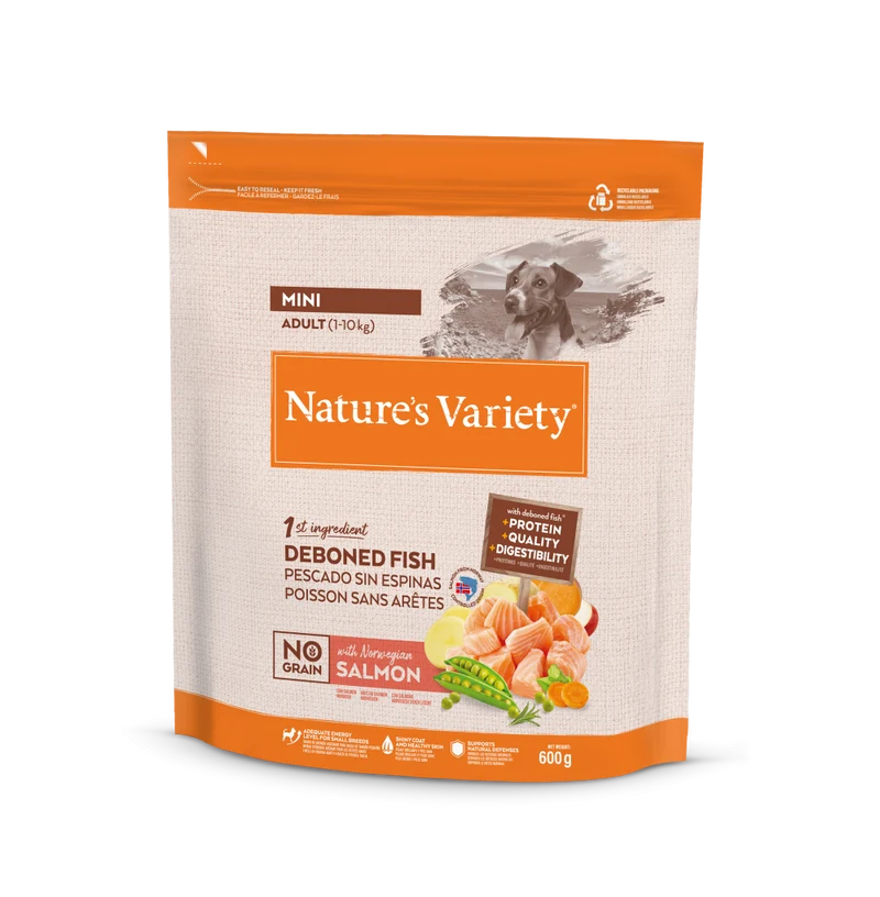 Nature’s Variety Original No Grain Mini Pienso con Salmón para Perros Pequeños – 600 g