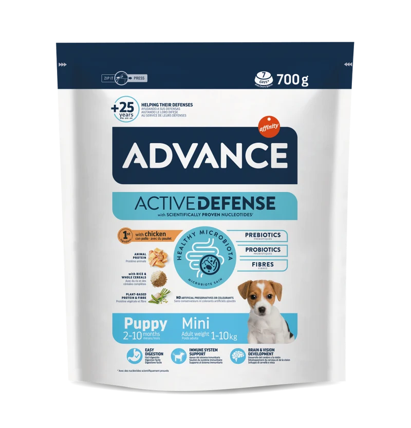Advance Mini Puppy Pienso con Pollo para Cachorros de Raza Pequeña – 700 g