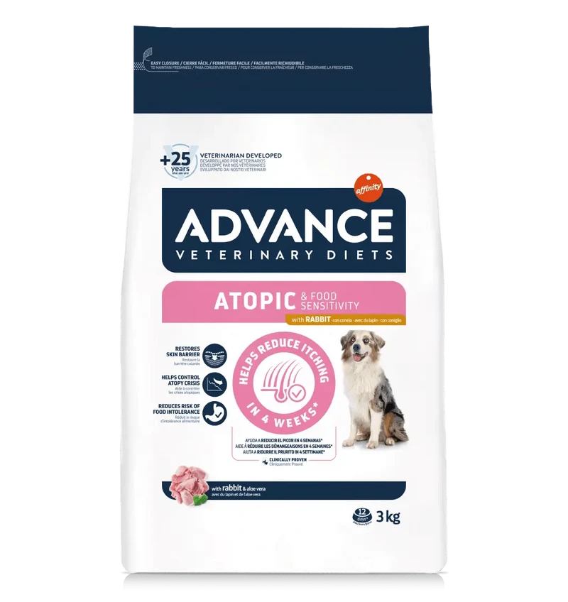 Advance Veterinary Diets Atopic Pienso Hipoalergénico con Conejo para Perros – 3 kg