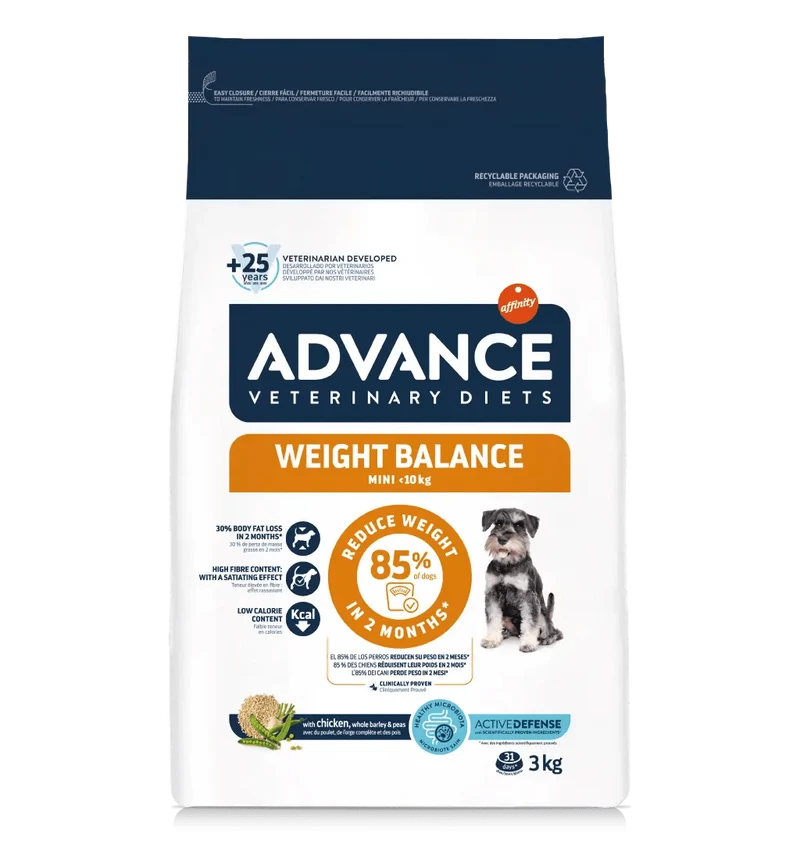 Advance Veterinary Diets Weight Balance Mini Pienso Dietético para Perros Pequeños con Sobrepeso – 3 kg