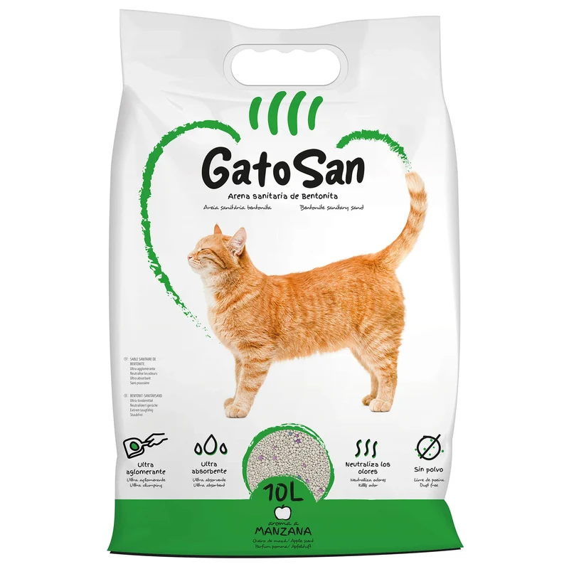 GatoSan Arena Sanitaria de Bentonita con Aroma a Manzana para Gatos – 10 L