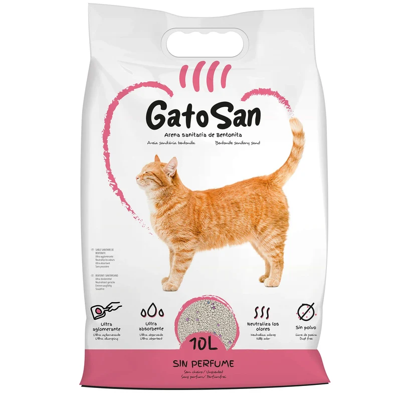 GatoSan Arena Sanitaria de Bentonita Natural sin Fragancia para Gatos – 10 L