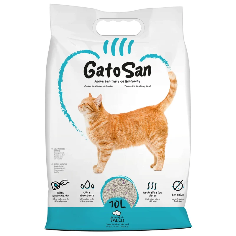 GatoSan Arena Sanitaria de Bentonita con Aroma a Talco para Gatos – 10 L