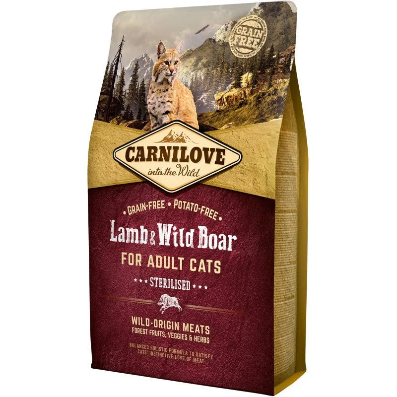 Carnilove Feline Adult Sterilised Cordero Jabali Comida Seca 2Kg