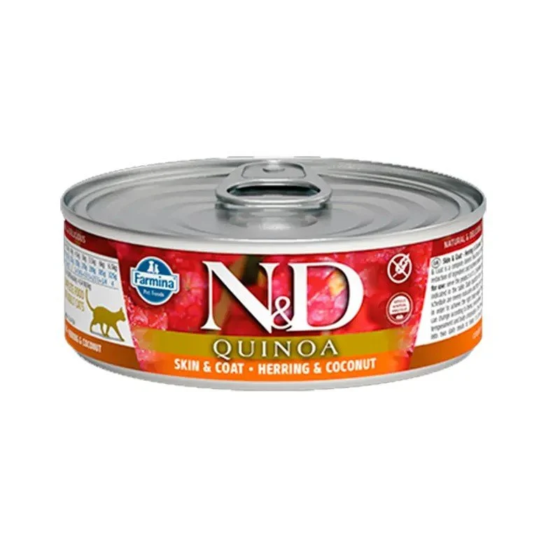 Farmina ND Quinoa Skin Coat Arenque Latas Húmedo 80gr, Pack 24 unidades