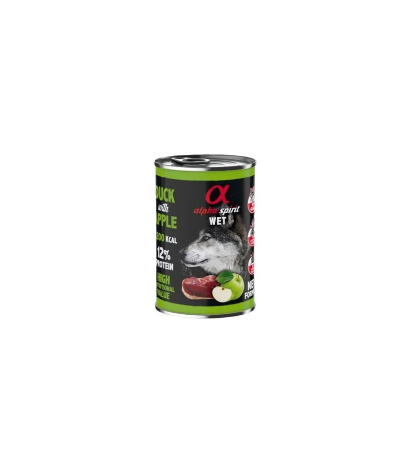 Alpha Spirit Canine Pato C/Manzana Verde Comida Húmeda 6x400g