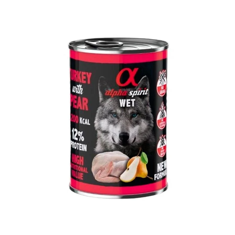 Alpha Spirit Canine Pavo Con Pera Lata 6X400Gr