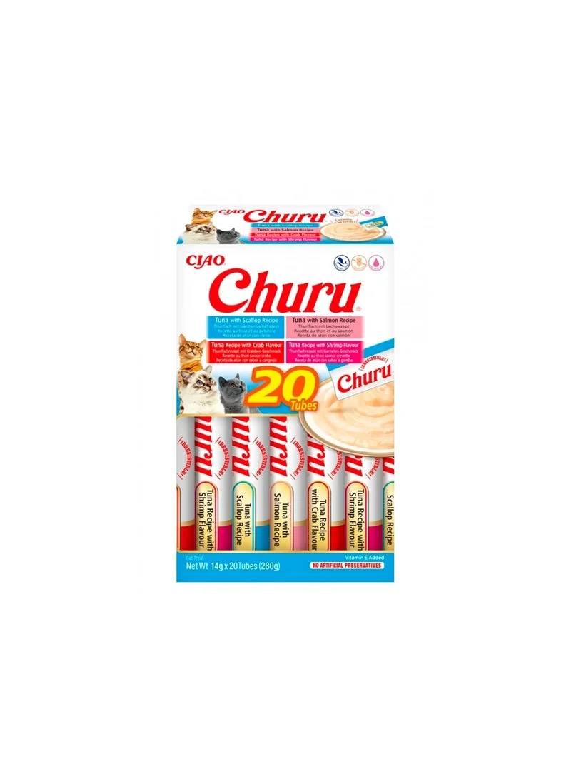 Churu Variedades de Atún con Marisco Snack para Gatos 20 ud