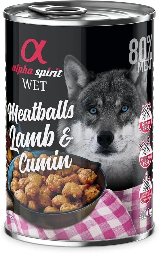 Alpha Spirit Albóndigas de Cordero y Comino Comida Húmeda para Perros 6x400g