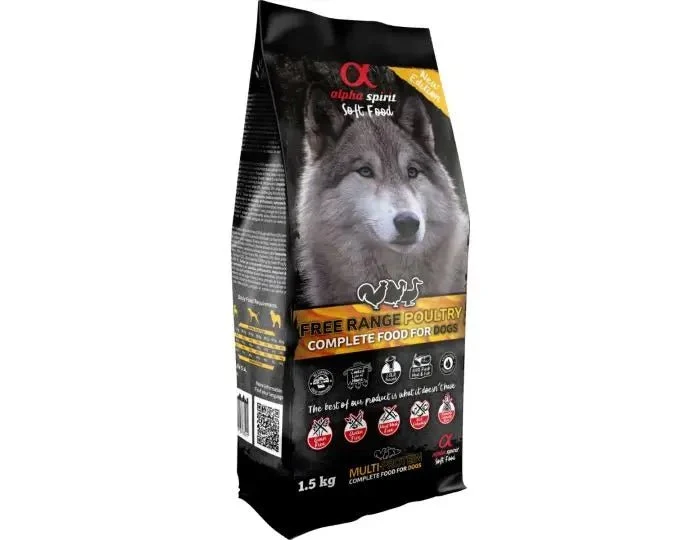 Alpha Spirit Aves Corral Semihúmedo Alimento para Perros Adultos 1,5kg