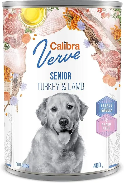 Calibra Verve Senior Pavo y Cordero Comida Húmeda Perros 6 latas 400g