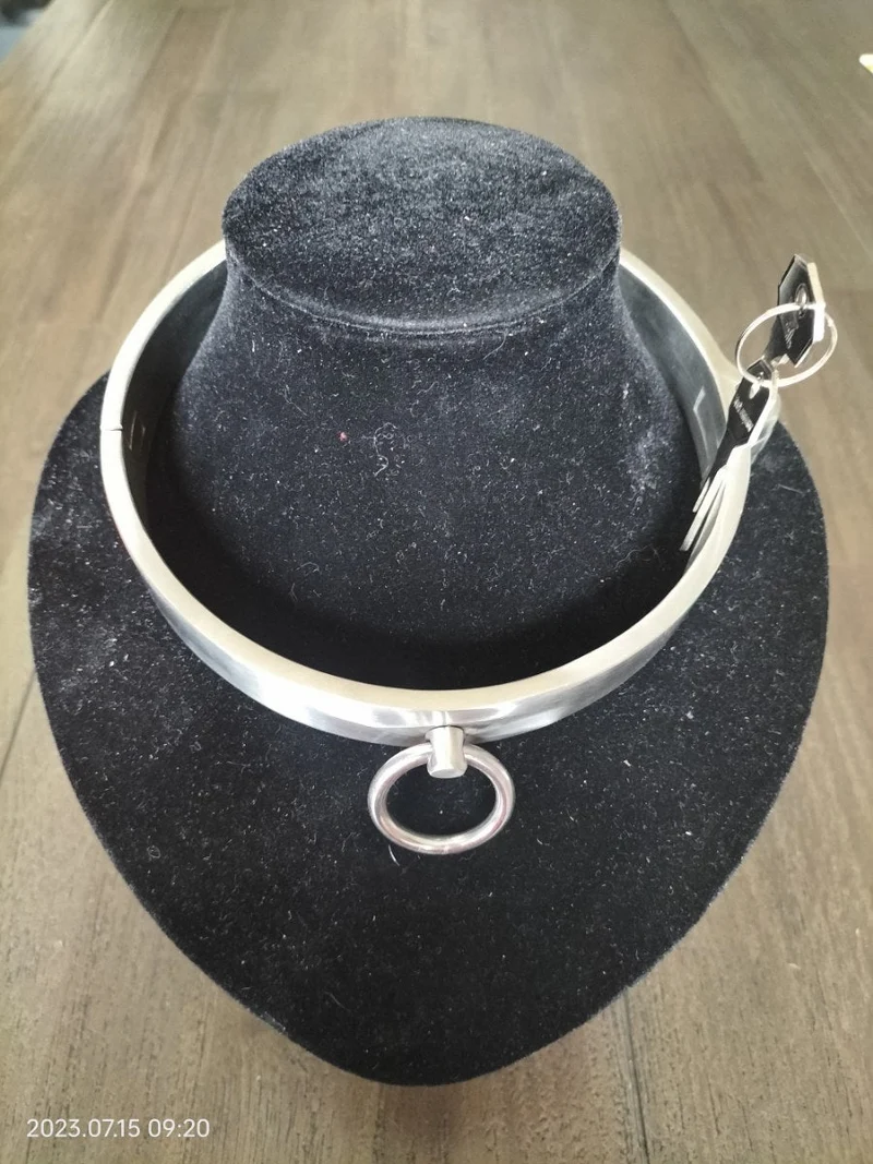 Collarín plano de acero inoxidable con cerradura de cilindro – Acabado mate cepillado, 22 mm de ancho