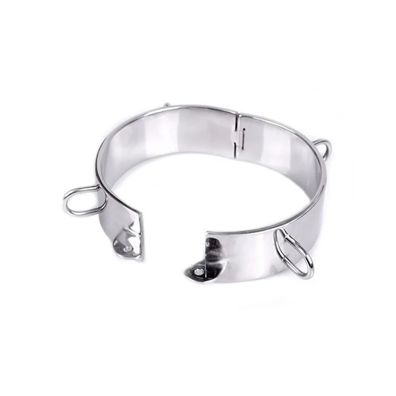 Collar Kiotos de acero inoxidable resistente – 4 anillas en D y candado | Collar BDSM de acero de 325 g