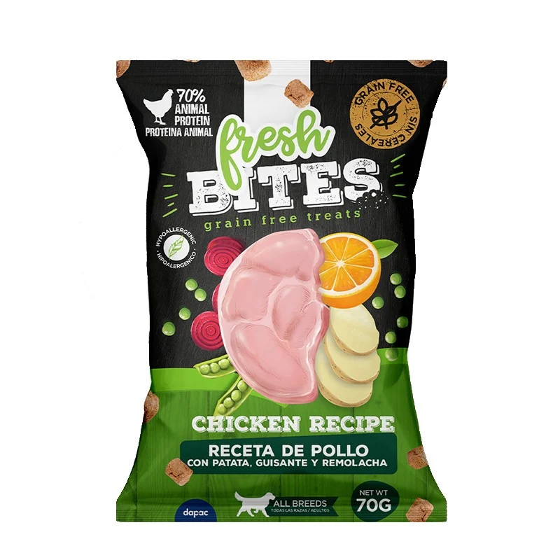 Fresh bites grain free snacks de pollo para perros 70 g