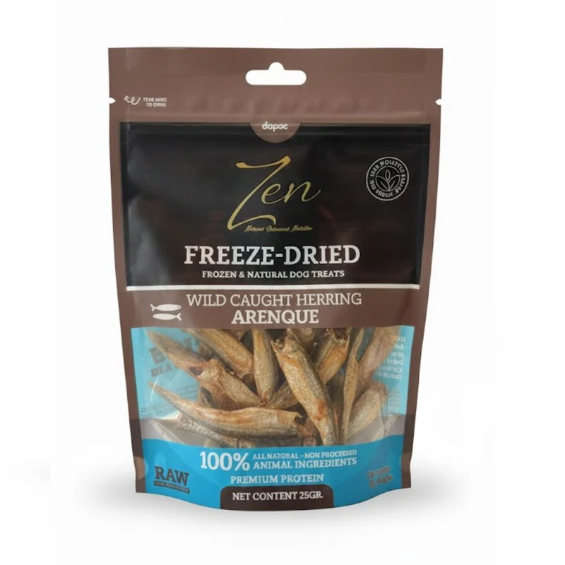 ZEN Freeze Dried Arenque Liofilizado Snack Natural para Gatos y Perros – 25 g