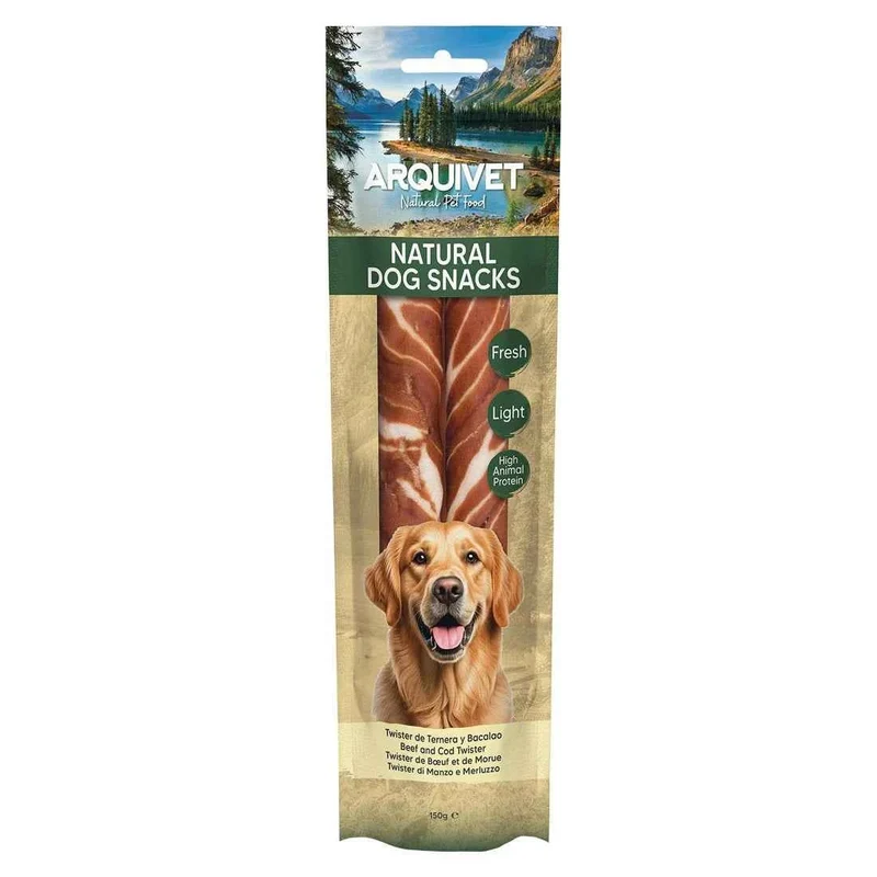 Twister de Ternera y Bacalao para Perros – Snack Natural (150g · 2 uds)